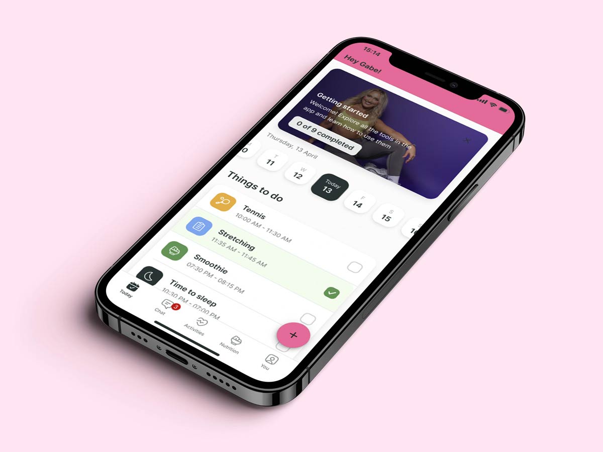 A mockup of the coaching app showcasing the features.